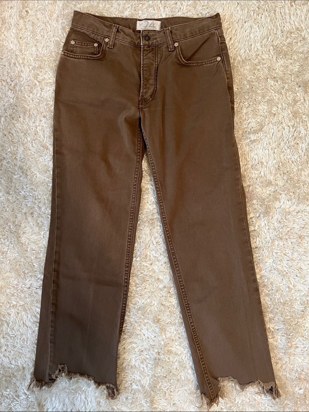 We The Free Brown Raw-Hem Straight Jeans